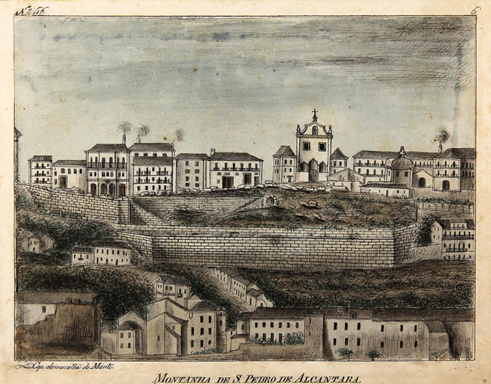 Gravura histórica do Mosteiro de São Pedro de Alcântara, Arquivo Nacional da Torre do Tombo